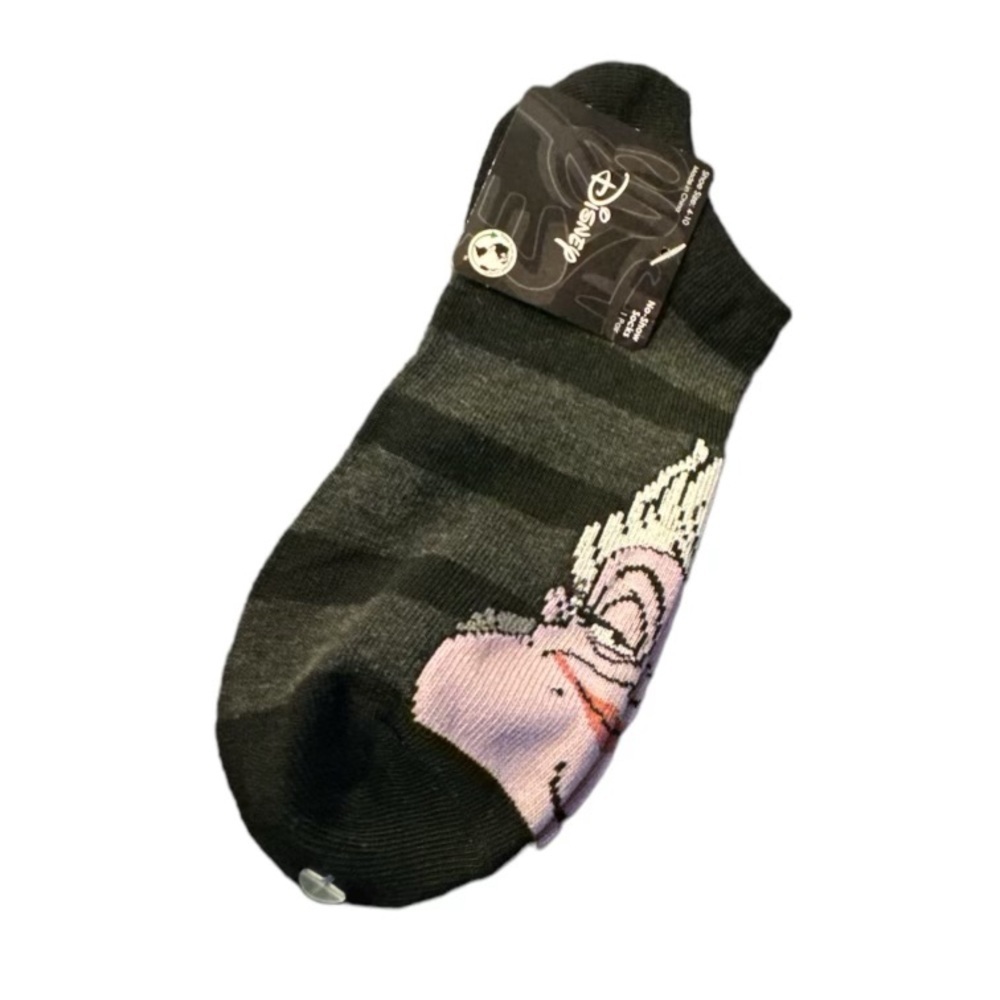 Disney’s The Little Mermaid Ursula no show socks black with gray stripes